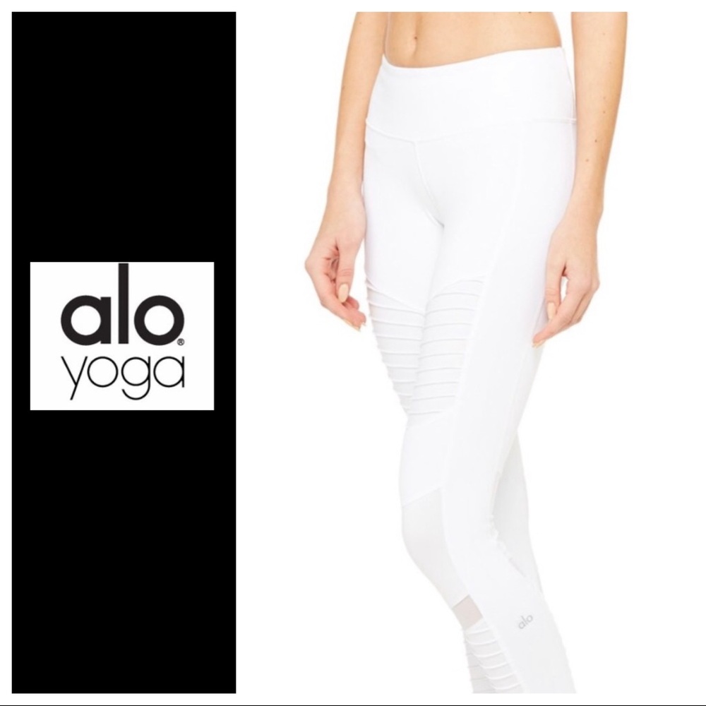 ALO Yoga Moto White Leggings